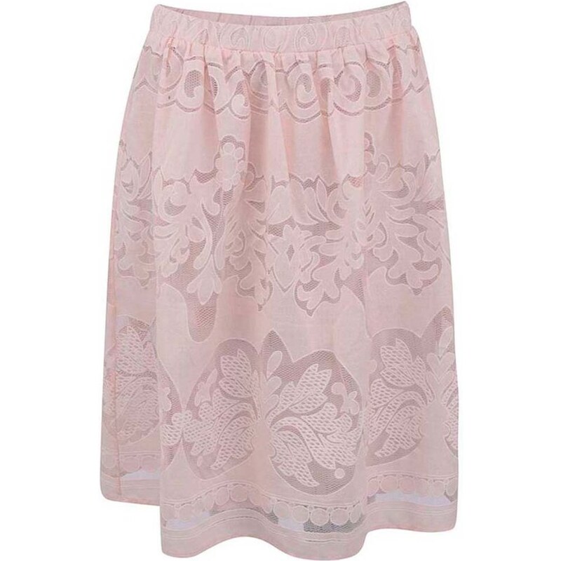 Růžová krajkovaná sukně VILA Classico