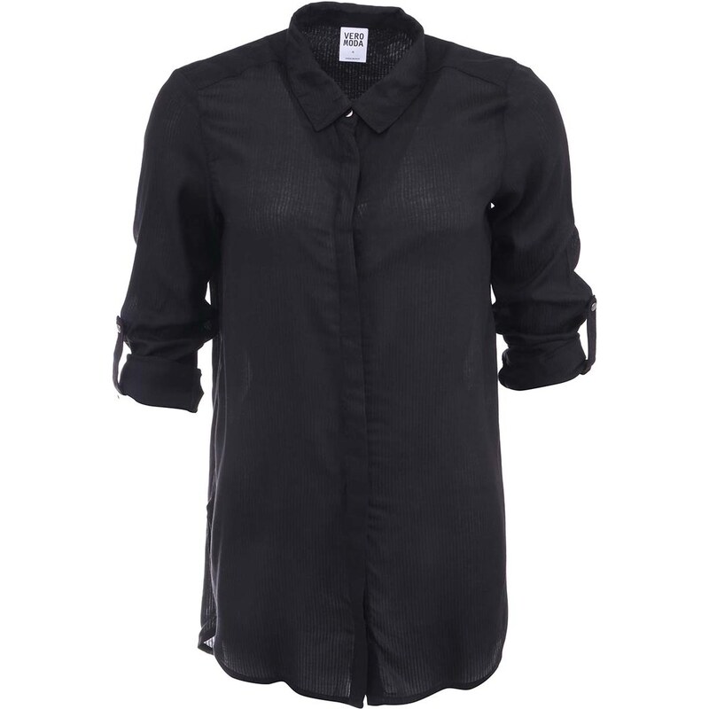 Černá delší košile s jemnými proužky Vero Moda Pin