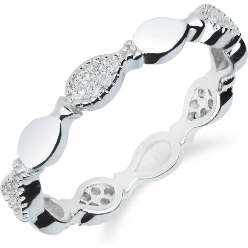 Meucci Elegantní stříbrný prsten se zirkony