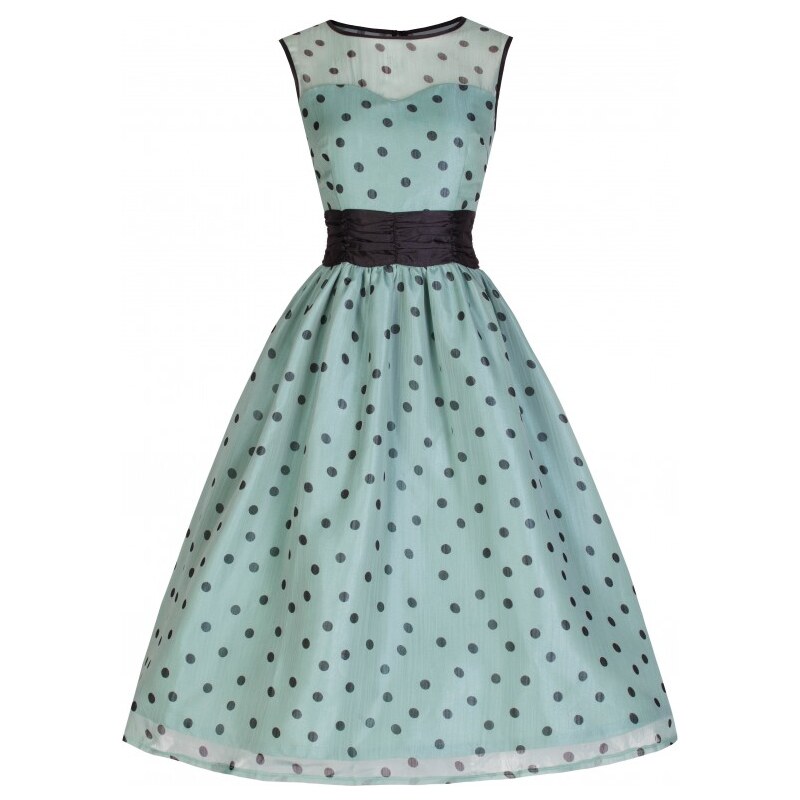 CINDY romantické puntíkované šaty ve stylu padesátých let