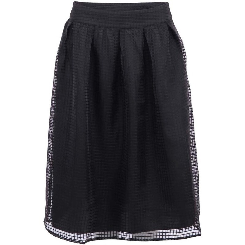 Černá vzorovaná midi sukně s šifonem Vero Moda Grid