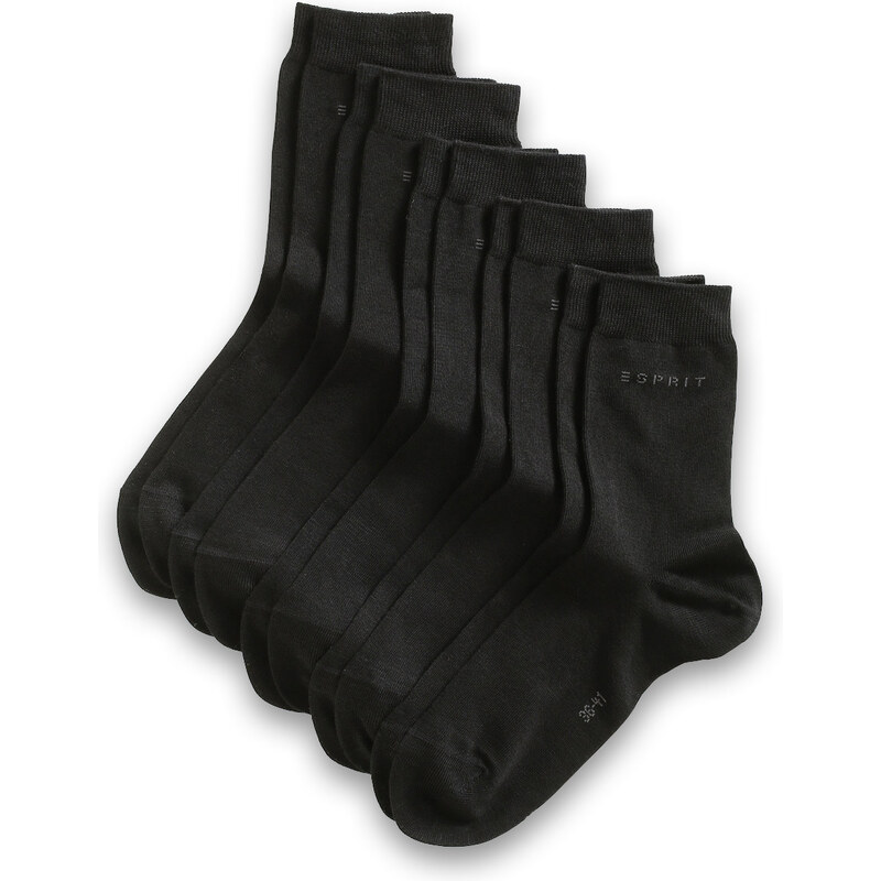 Esprit Jednobarevné ponožky, 5 párů v balení