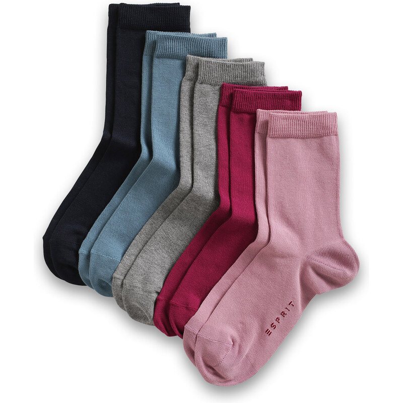 Esprit Jednobarevné ponožky, 5 párů v balení