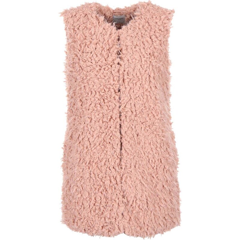 Růžová delší vesta Vero Moda Fuzzy