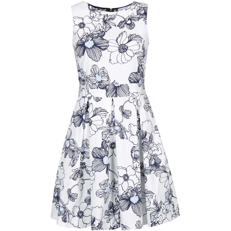 Modro-bílé šaty s krajkovými zády a květy Closet