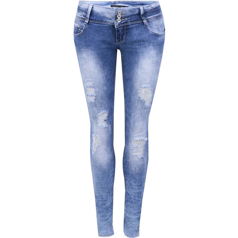 Modré slim džíny s potrhaným efektem Haily´s Carolina