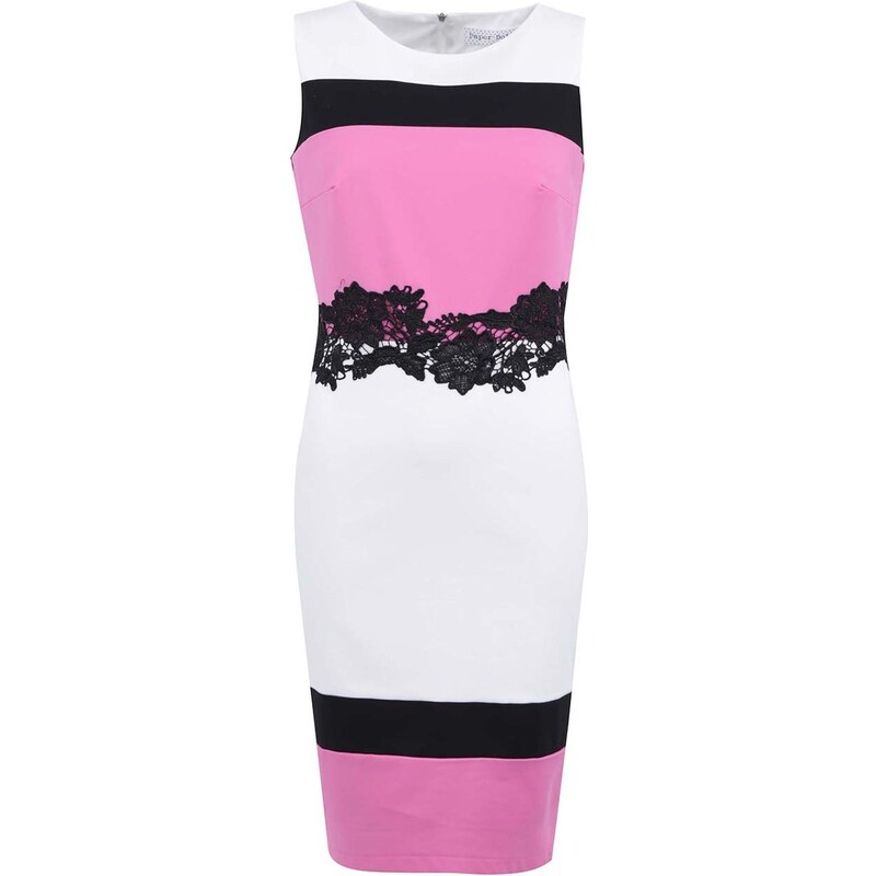 Růžovo-bílé šaty s krajkou Paper Dolls