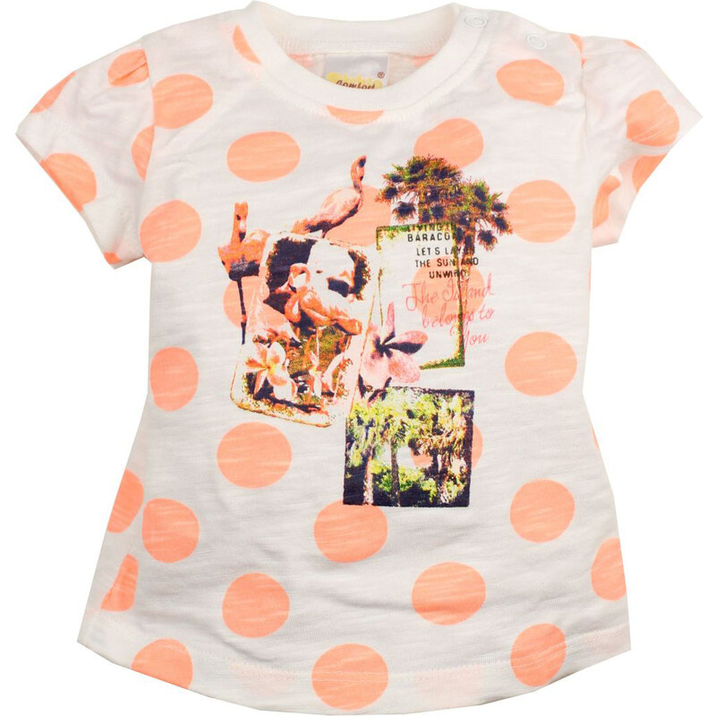 Dirkje Dívčí puntíkované tričko s potiskem - oranžovo-bílé