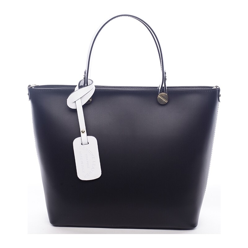 Delami Vera Pelle Luxusní kožená dámská kabelka Mois černá / bílá