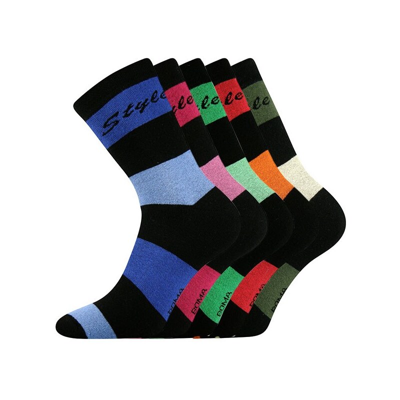 BOMA 5 pack ponožek Pruh barevná 39-42