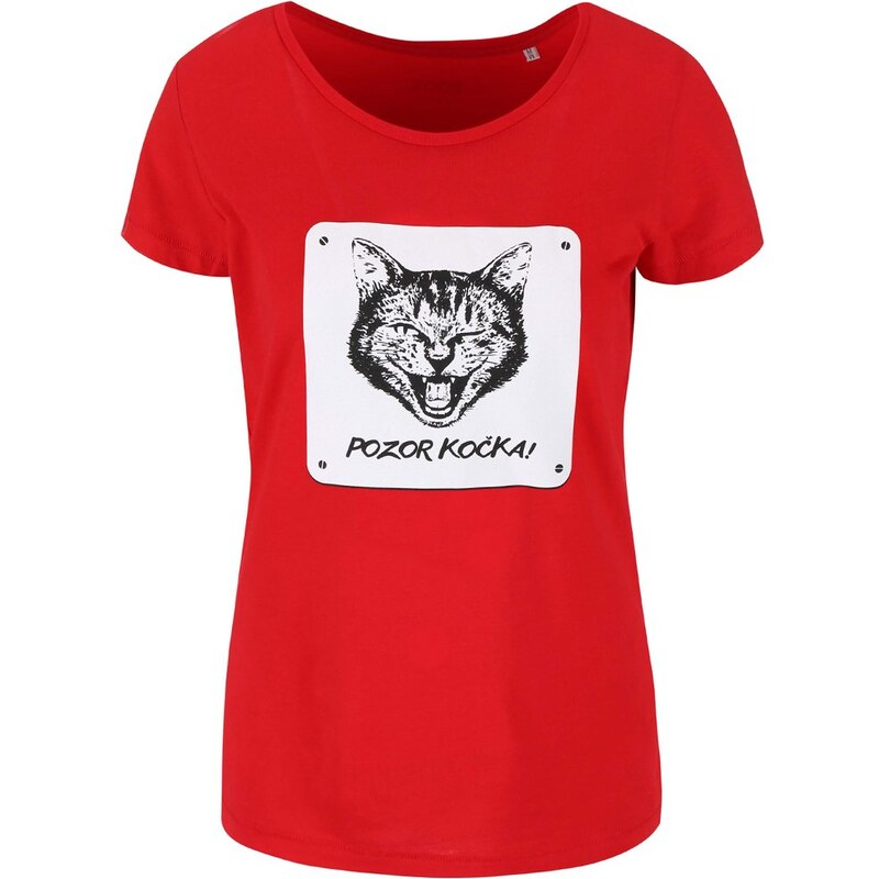 Červené dámské tričko ZOOT Originál Cat
