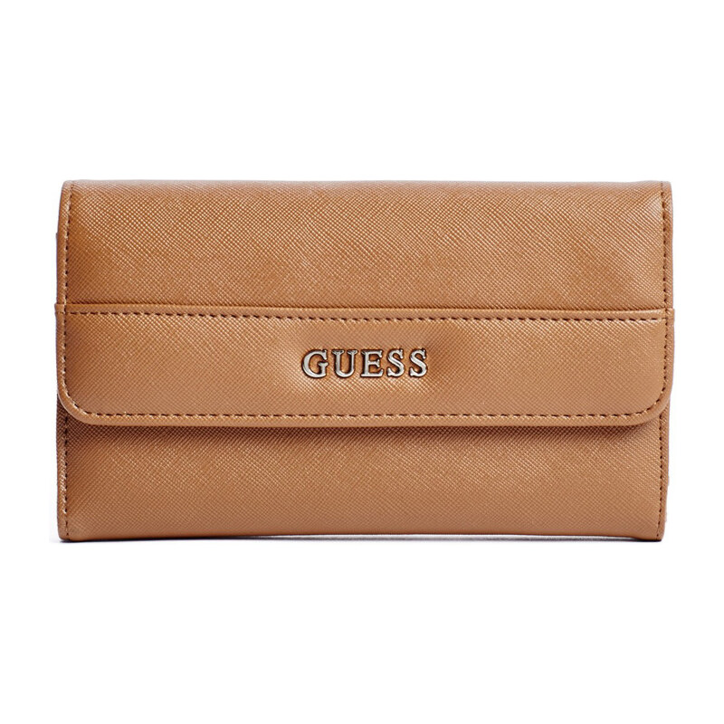 Guess Elegantní peněženka Alessandra Slim Wallet Cognac