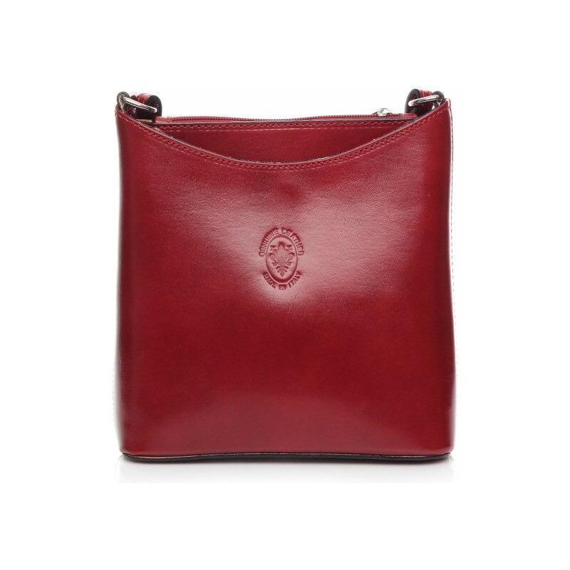 Kožená kabelka listonoška Genuine Leather červená