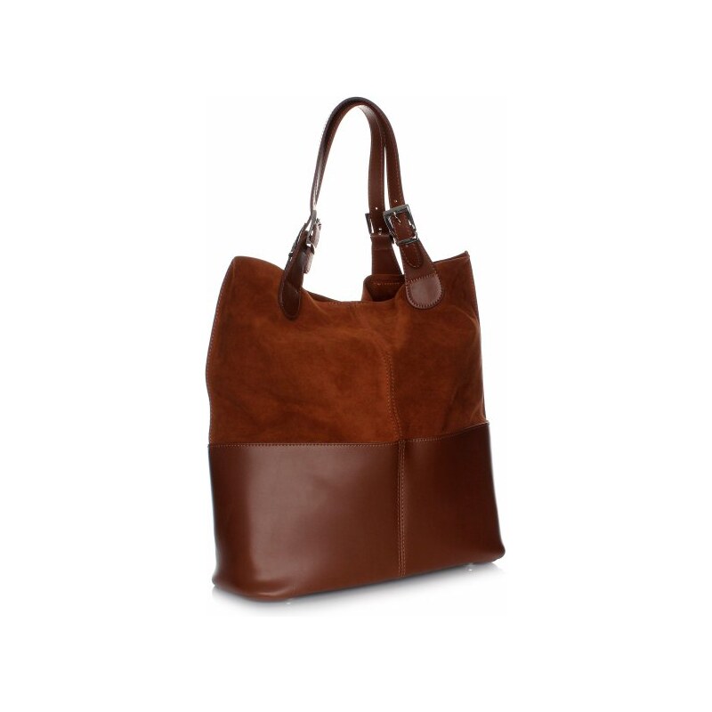 Genuine Leather Kožená kabelka exkluzivní Shopper bag hnědá