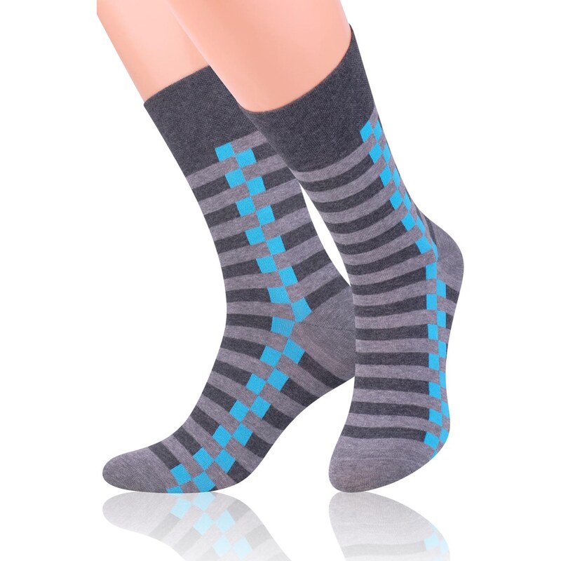 Ponožky Steven 056-IV, šedá - tyrkysová