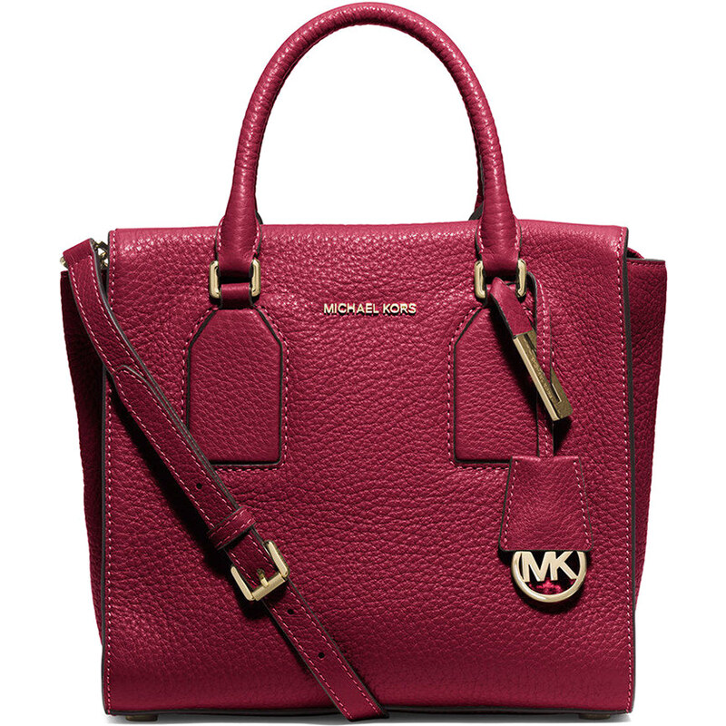 Michael Kors kožená kabelka Selby medium top zip cherry