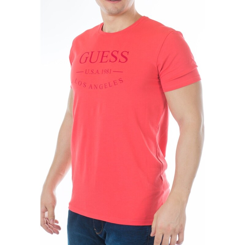 Pánské tričko Guess U54M10 korálová Červená