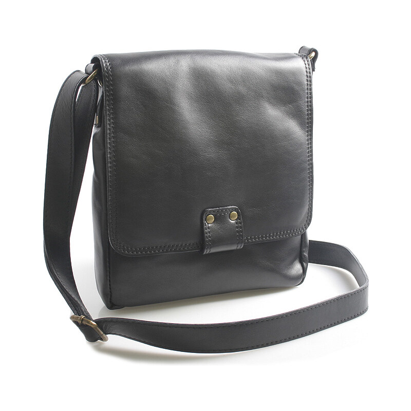 Luxusní černá kožená taška přes rameno ItalY Tristen černá