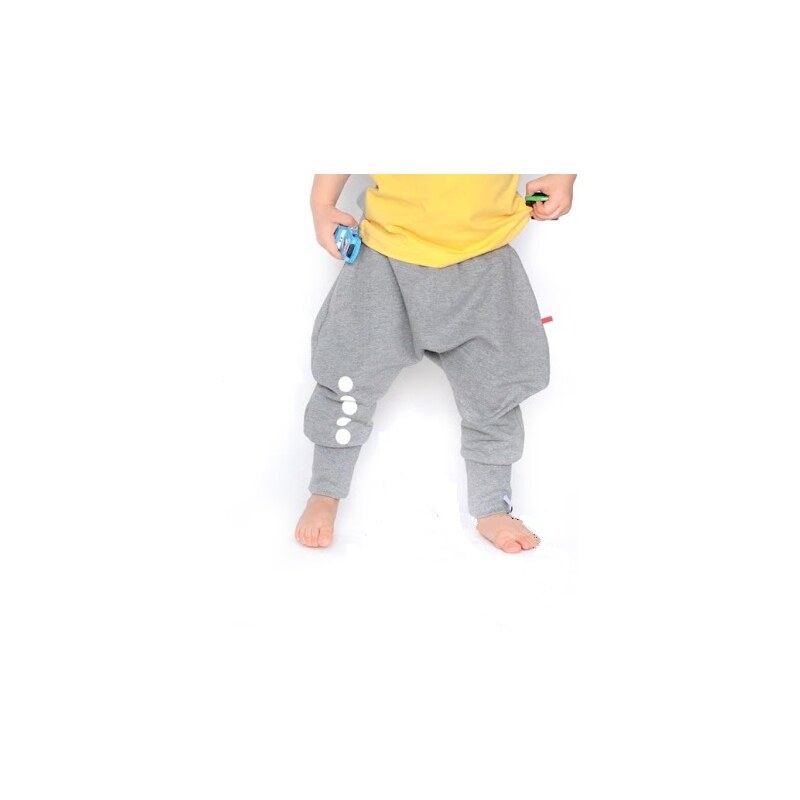 Lamama Dětské bavlněné kalhoty s reflexním potiskem - šedé