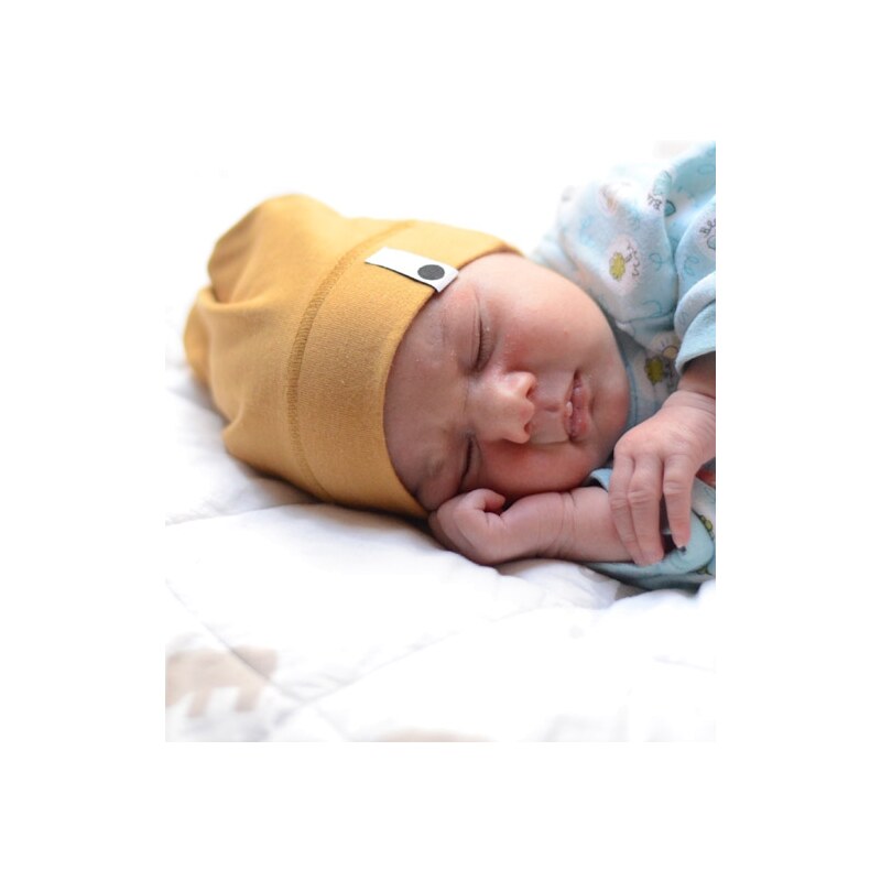 Lamama Dětská novorozenecká čepice - žlutá