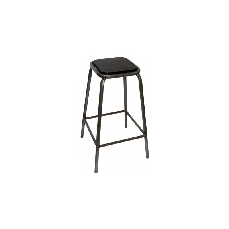 Industrial style, Vysoká železná stolička s gumeným sedadlom 76x46x46cm (925)