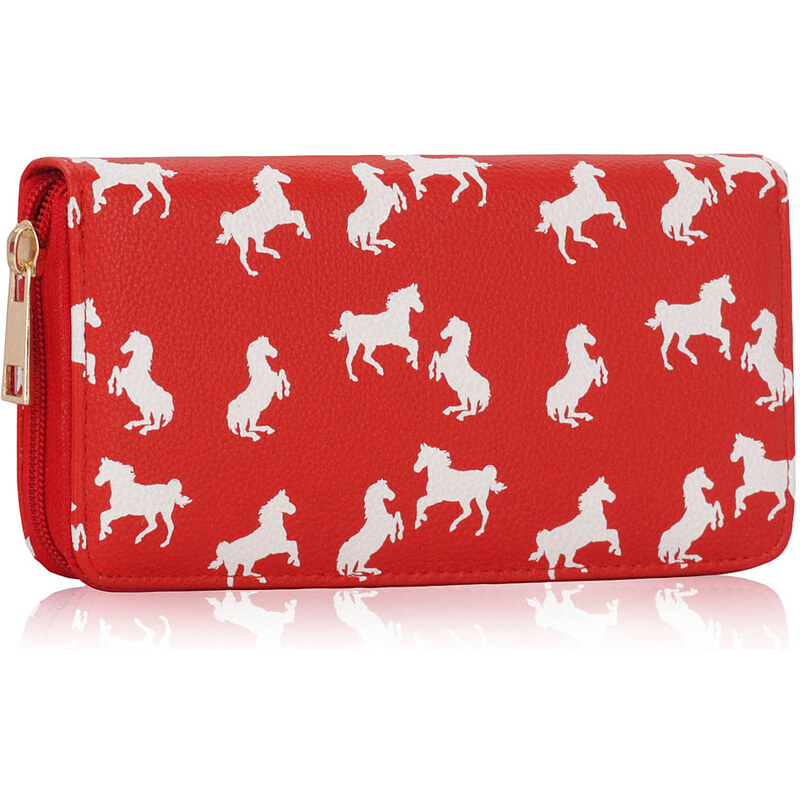 LS fashion LSP1047 dámská peněženka s koňmi červená