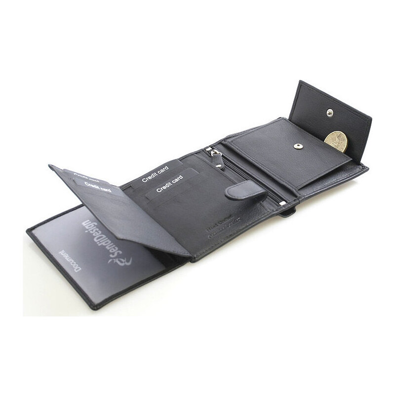 Sendidesign Peněženky Černá peněženka z telecí kůže T5602 Sendidesign
