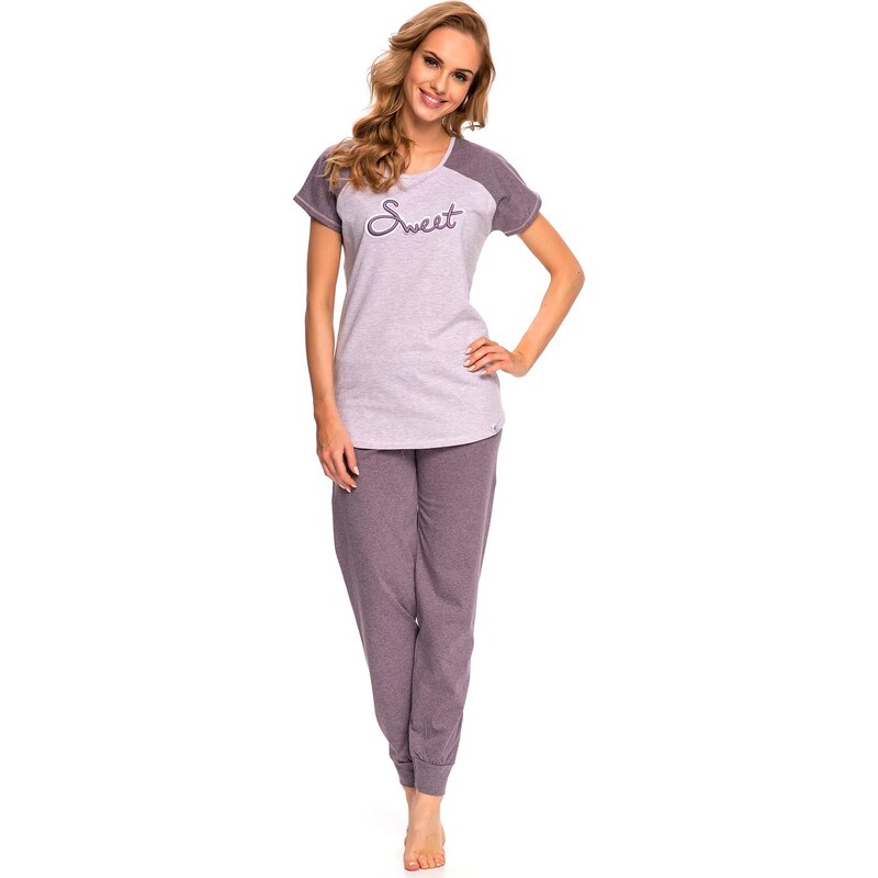 Dámské pyžamo Dn-nightwear PM.9002, fialovo - šedá