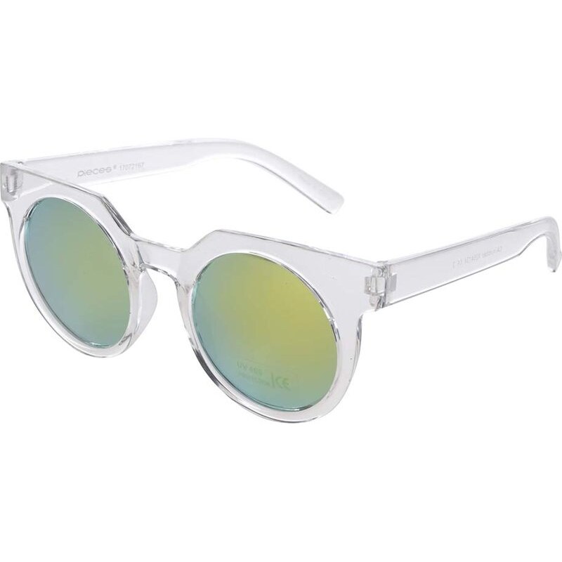 Bílé transparentní sluneční brýle Pieces Terri