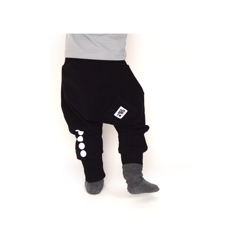 Lamama Dětské bavlněné kalhoty s reflexním potiskem - černé