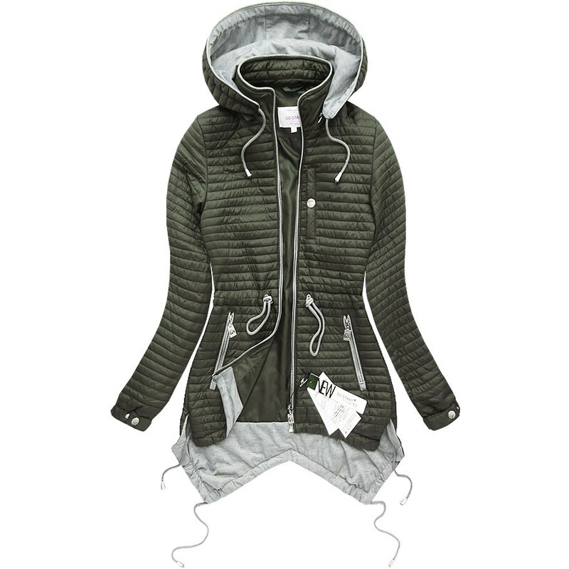 Go-Start Jarní dámská bunda asymetrická khaki (5501)