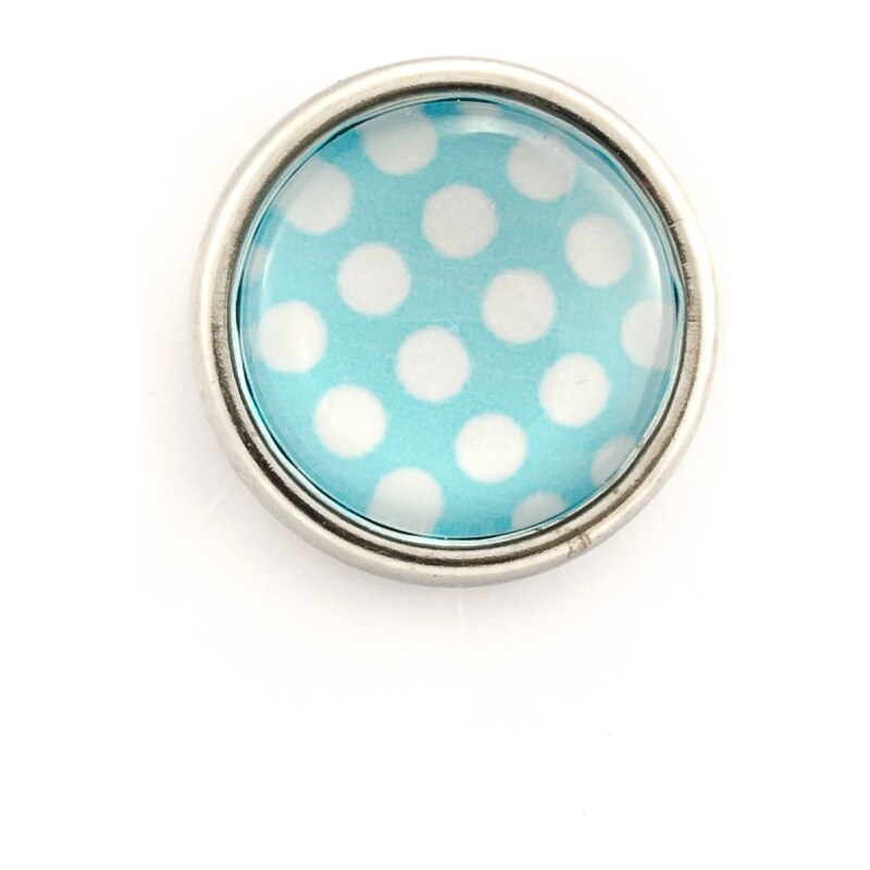 JewelsHall Knoflík Cvak - kabošon puntíky - modrý - 1,2 cm