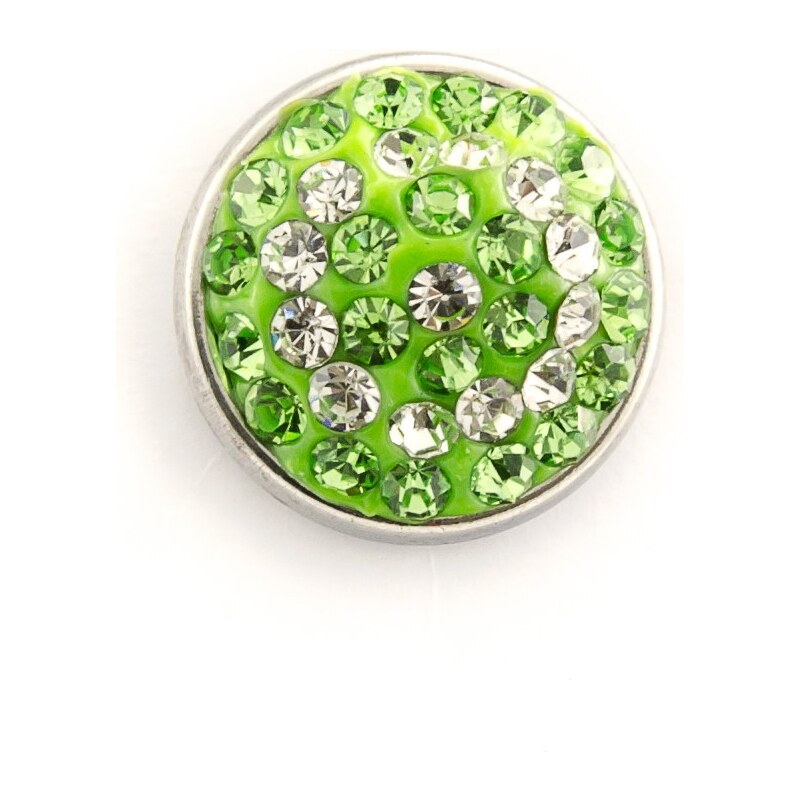 JewelsHall Knoflík Cvak - zirkony ve hmotě - zelený - 1,2 cm