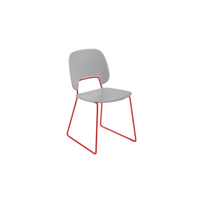 DOMITALIA Srl Traffic-t - Jídelní židle (lak červený mat, eko kůže bílá)