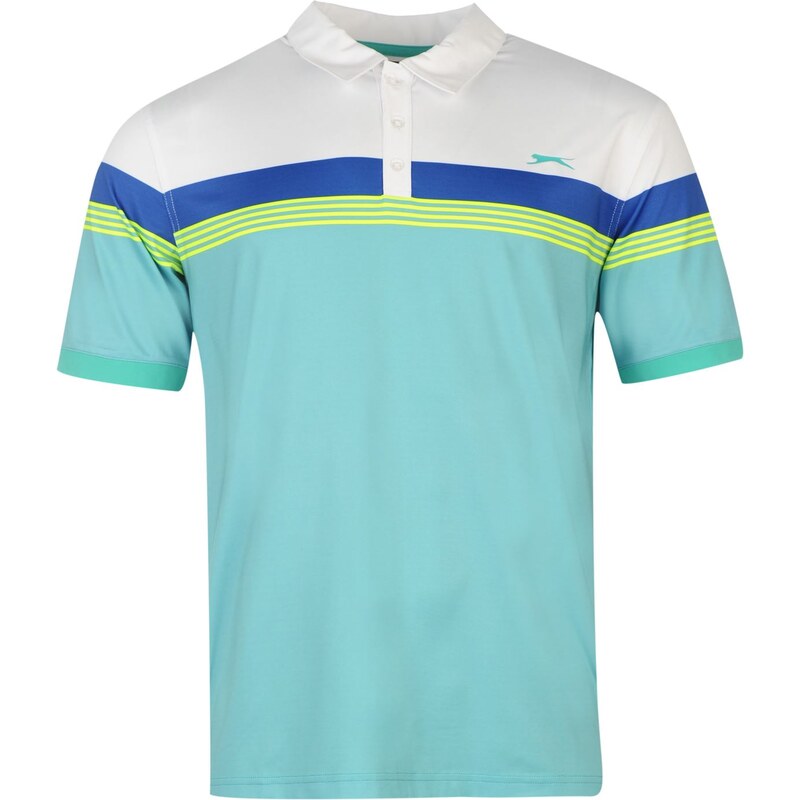 Sportovní polokošile Slazenger Chest Print pán. bílá/zelená