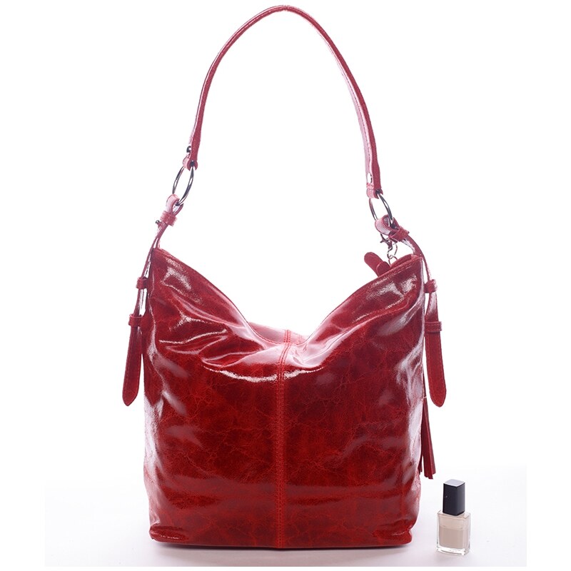 Delami Vera Pelle Dámská luxusní kožená kabelka přes rameno Belleza červená