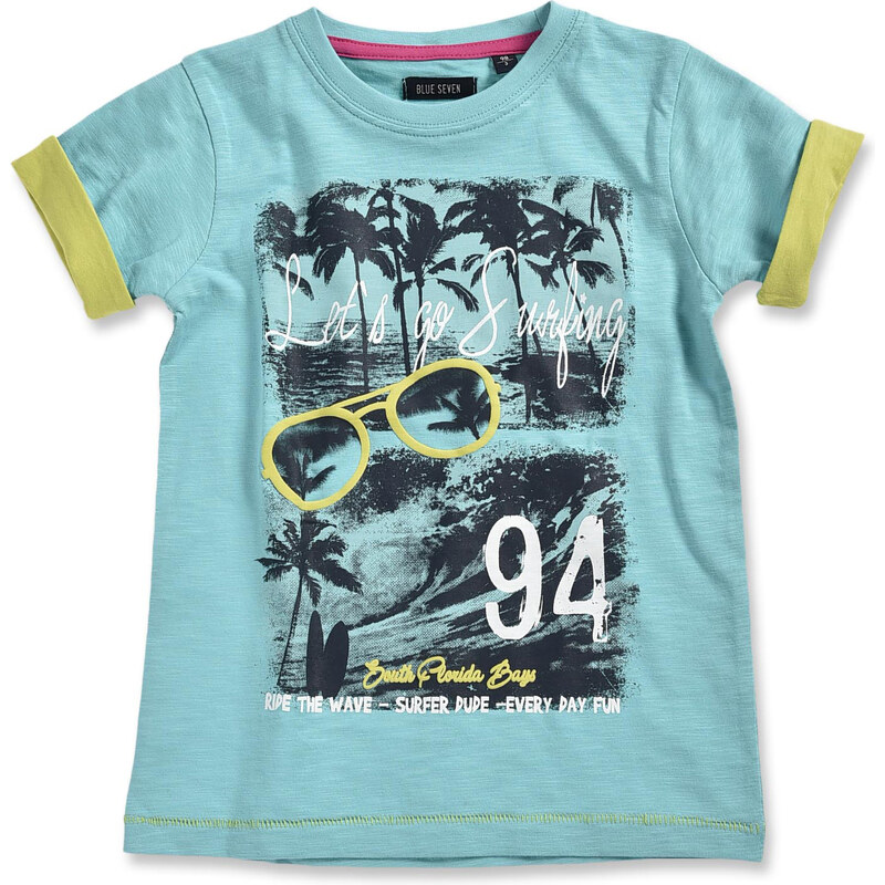 Blue Seven Chlapecké tričko s potiskem pláže - světle modré