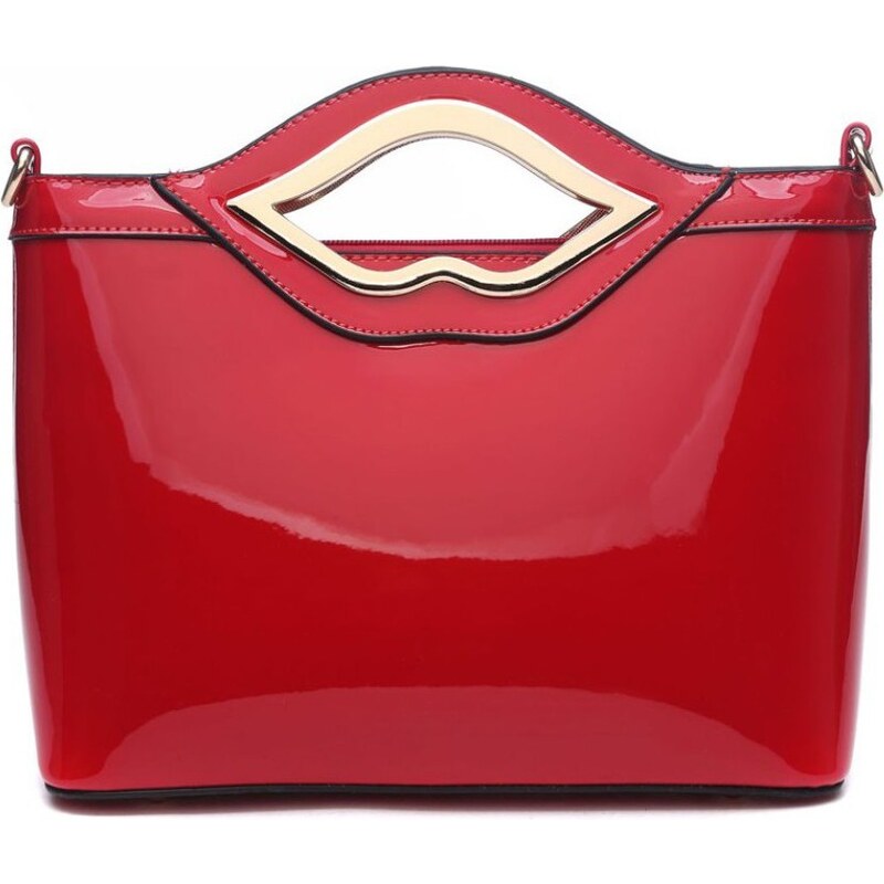 Moda Handbag Kabelky Červená lakovaná kabelka do ruky A34206 Moda Handbag