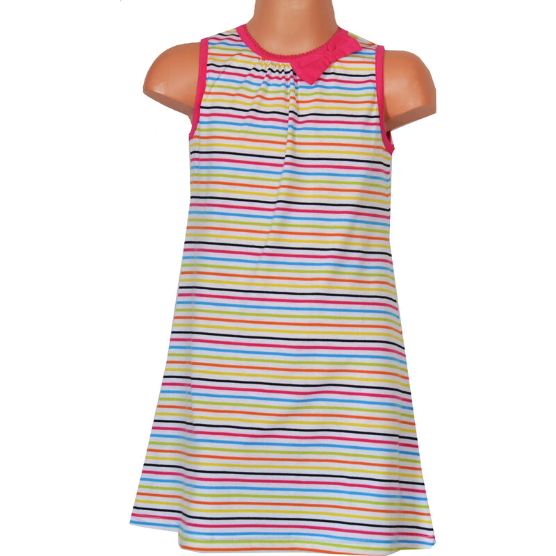 Topo Dívčí pruhované šaty s mašličkou - barevné