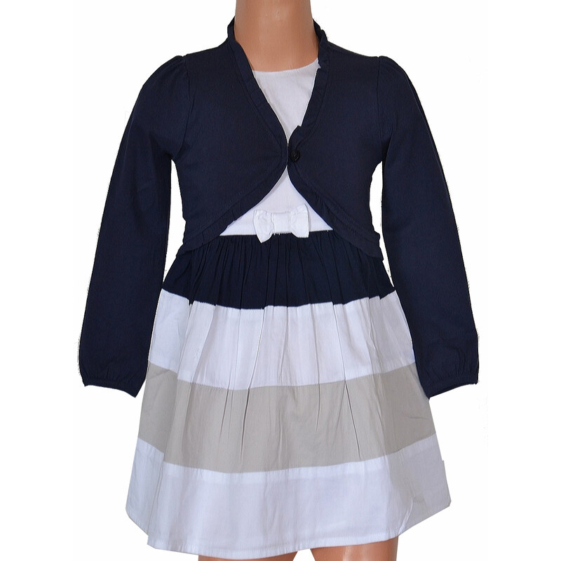 Topo Dívčí šaty s bolérkem - modro-bílé