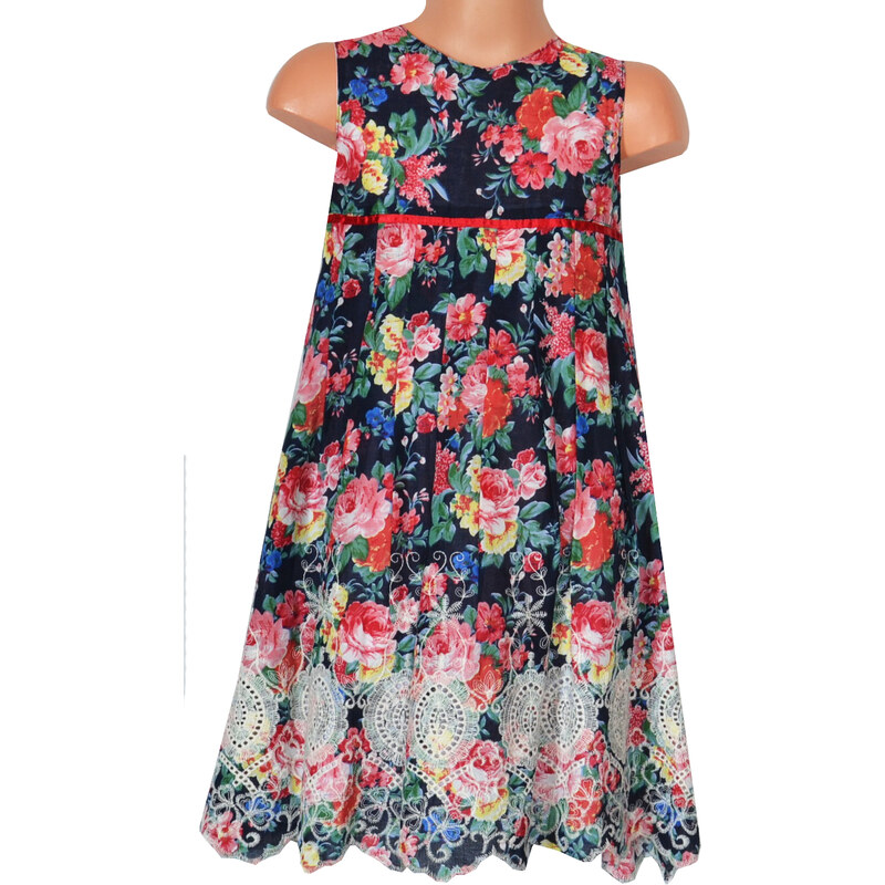 Topo Dívčí květované šaty s výšivkou - barevné