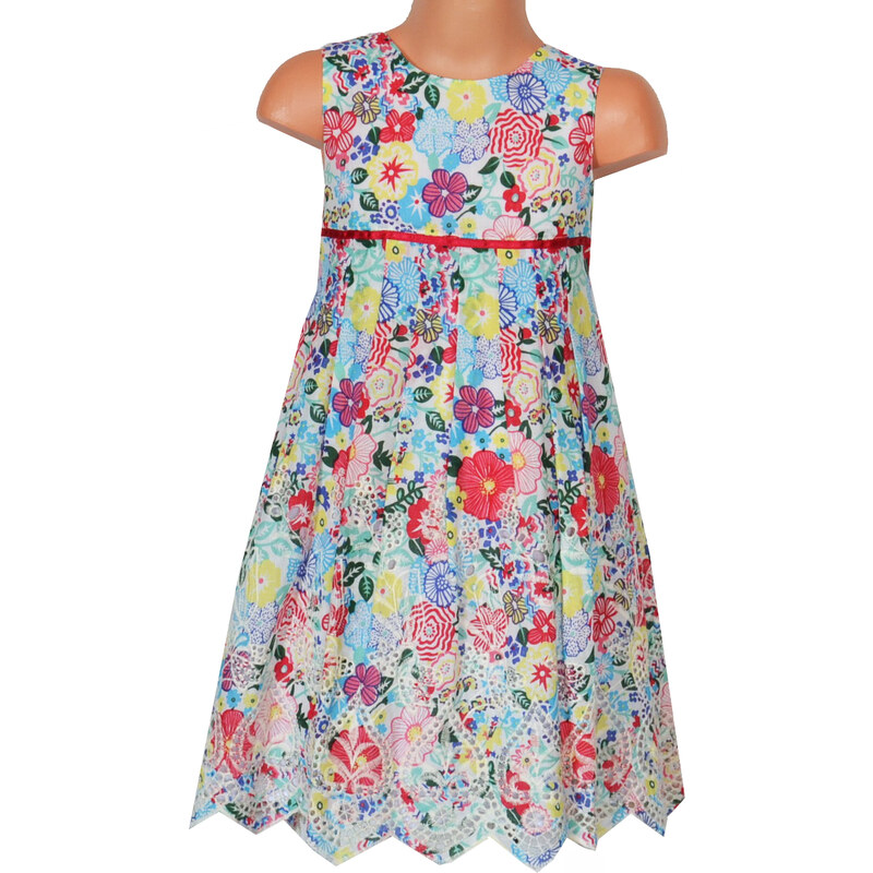 Topo Dívčí květované šaty se sklady - barevné