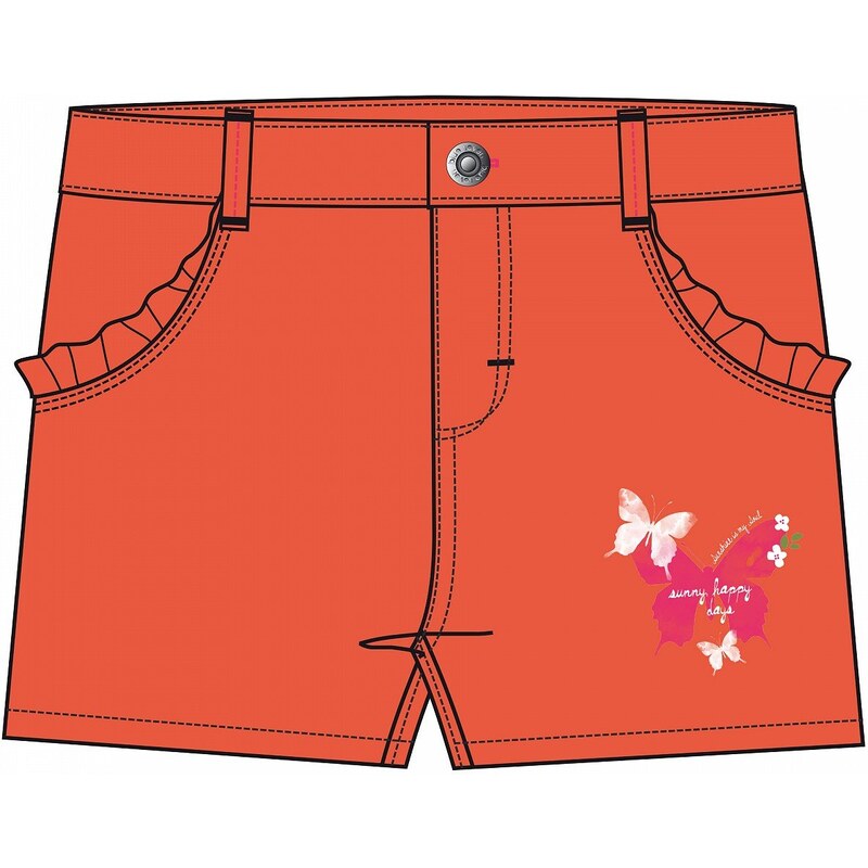 Blue Seven Dívčí šortky s motýlky - oranžové