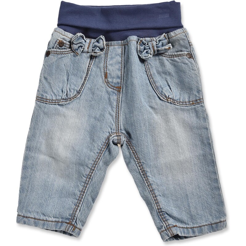 Blue Seven Dívčí džínové kalhoty s mašličkami - světle modré