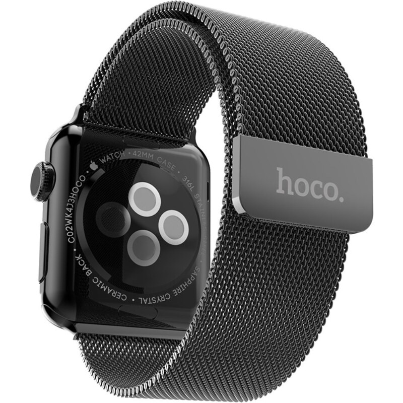 Kovový pásek / řemínek pro Apple Watch 42mm - Hoco, Milanese Loop Black