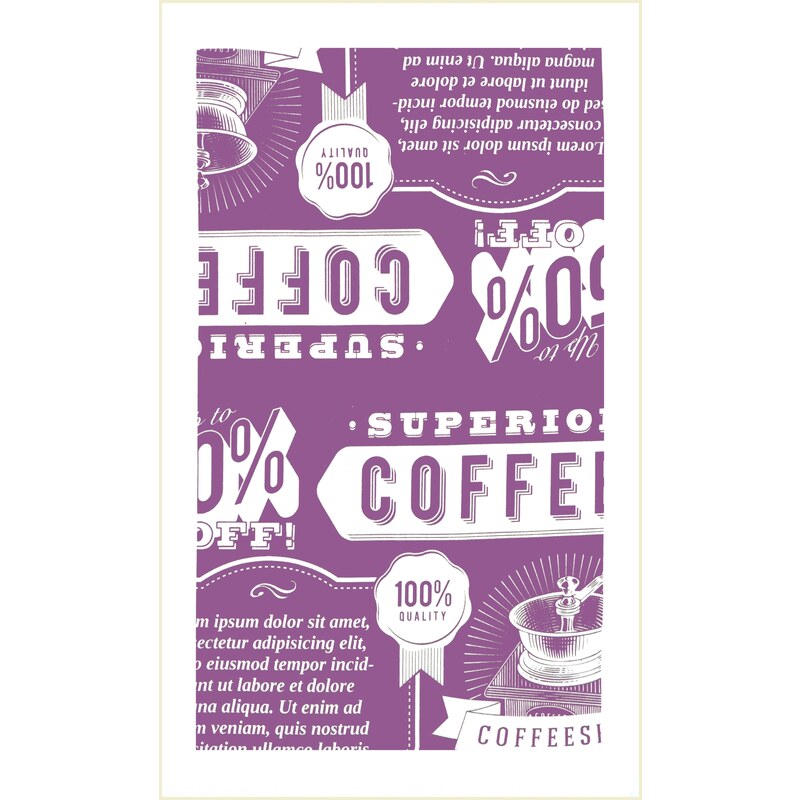 Utěrka OLDIES mikrovlákno 38x63 cm, fialová, Essex coffee styl