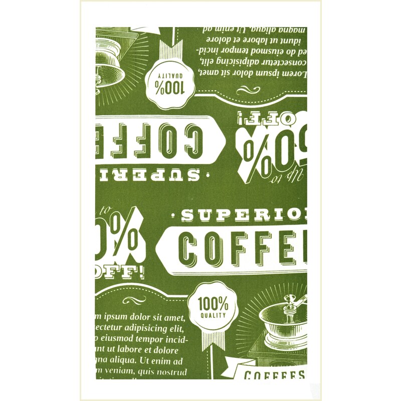 Utěrka OLDIES mikrovlákno 38x63 cm, zelená, Essex coffee styl