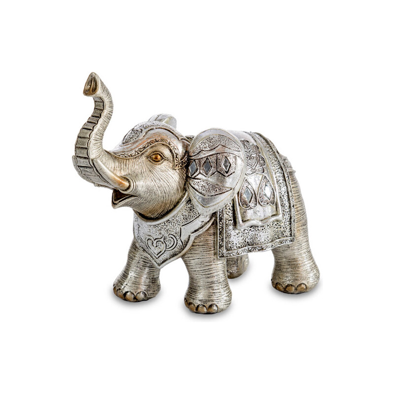 ELEPHANT dekorativní soška SLON stříbrný 15X8X14 cm Mybesthome
