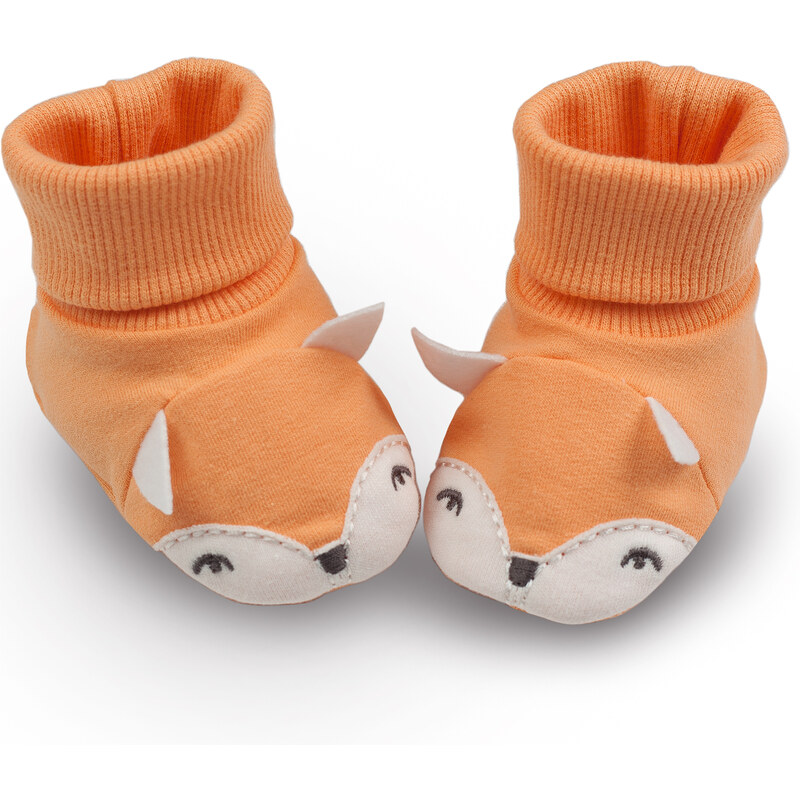 Pinokio Dětské capáčky/ponožky s liškou - oranžové