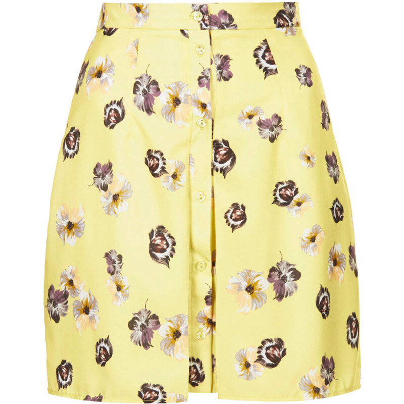 Topshop **Floral Box Pleat Button Up Skirt by Oh My Love